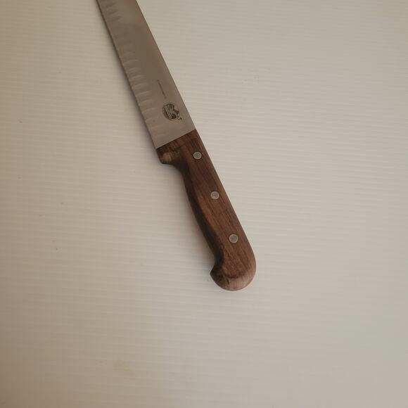 Vintage R.H.Forschner Victorinox 12" Slicing Knife w/ Granton Edge wooden handle - Picture 5 of 11